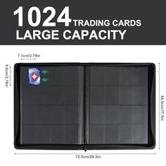 Premium Card Binder 16 Pocket, GEAoffice PU Cover Trading Card binder for 1000+ Cards, Sturdy Card Collection Album, Card Holder Folders for MTG, TCG, Game Cards & Sports Cards, Black