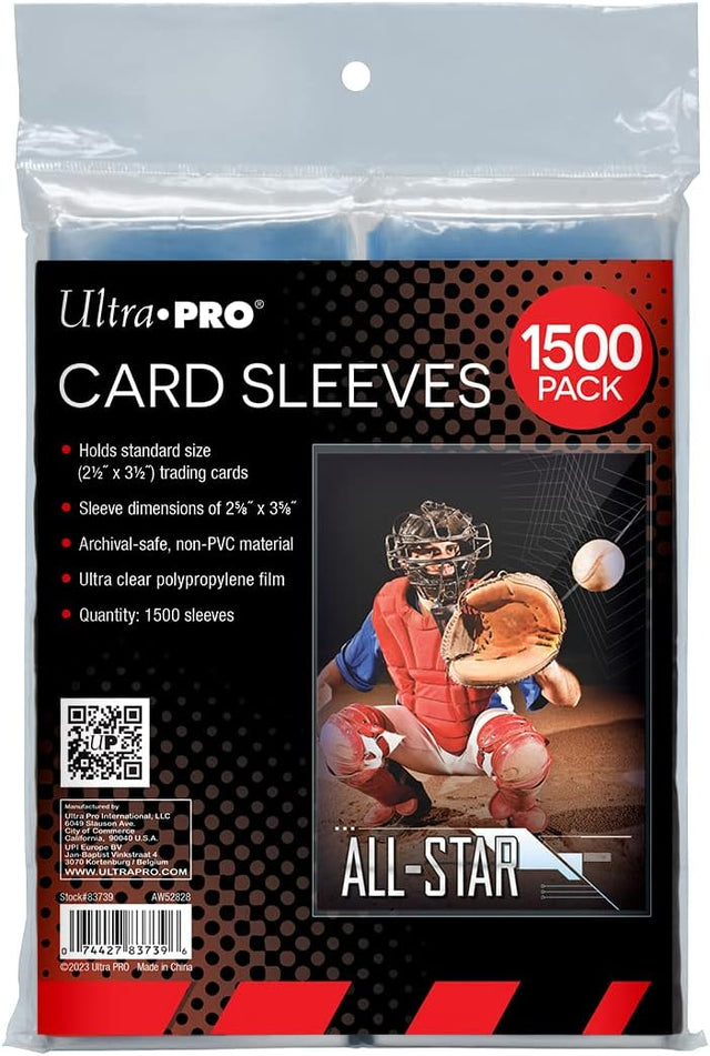 Ultra PRO - Penny Sleeves® Clear Card Sleeves for Standard Size Trading Cards Measuring 2.5" x 3.5" - Perfect for Pokemon Cards, Trading Cards, Sport Cards, and More - 500 x 3 Pack, 1500 Total