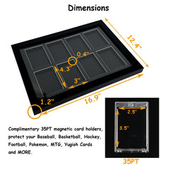 Trading Card Display Case - Baseball Card Display Case Wall Mount, Hold 6 Cards Sports Card Display Frame for Basketball Football Hockey Cards, Black Standard (6 Cards)
