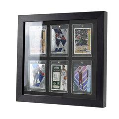 Trading Card Display Case - Baseball Card Display Case Wall Mount, Hold 6 Cards Sports Card Display Frame for Basketball Football Hockey Cards, Black Standard (6 Cards)