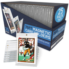 Premium Magnetic Card Holder (25 Pack) | 180PT Magnetic Card Holders for Trading Cards. Pro UV Card Protectors with Ultra Clear Design, One Touch Magnet Case for Trading and MTG Cards.