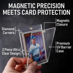 Premium Magnetic Card Holder (25 Pack) | 180PT Magnetic Card Holders for Trading Cards. Pro UV Card Protectors with Ultra Clear Design, One Touch Magnet Case for Trading and MTG Cards.