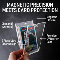 Premium Magnetic Card Holder (25 Pack) | 180PT Magnetic Card Holders for Trading Cards. Pro UV Card Protectors with Ultra Clear Design, One Touch Magnet Case for Trading and MTG Cards.