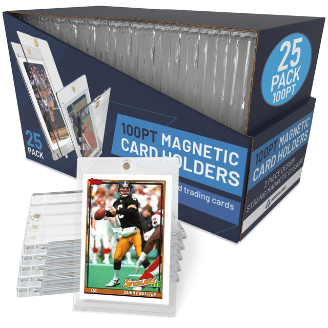 Premium Magnetic Card Holder (25 Pack) | 180PT Magnetic Card Holders for Trading Cards. Pro UV Card Protectors with Ultra Clear Design, One Touch Magnet Case for Trading and MTG Cards.