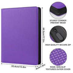 Premium Card Binder 16 Pocket, GEAoffice PU Cover Trading Card binder for 1000+ Cards, Sturdy Card Collection Album, Card Holder Folders for MTG, TCG, Game Cards & Sports Cards, Black
