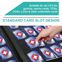 Premium Card Binder 16 Pocket, GEAoffice PU Cover Trading Card binder for 1000+ Cards, Sturdy Card Collection Album, Card Holder Folders for MTG, TCG, Game Cards & Sports Cards, Black