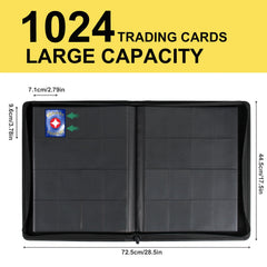 Premium Card Binder 16 Pocket, GEAoffice PU Cover Trading Card binder for 1000+ Cards, Sturdy Card Collection Album, Card Holder Folders for MTG, TCG, Game Cards & Sports Cards, Black