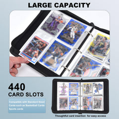 Basketball Card Binder for Basketball Cards 440 Pockets,Waterproof Trading Card Binder 4-Pocket with 55 Removable Sleeves Card Holder Album Compatible with Basketball Trading Cards 2024-2025