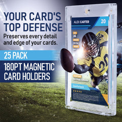 Premium Magnetic Card Holder (25 Pack) | 180PT Magnetic Card Holders for Trading Cards. Pro UV Card Protectors with Ultra Clear Design, One Touch Magnet Case for Trading and MTG Cards.