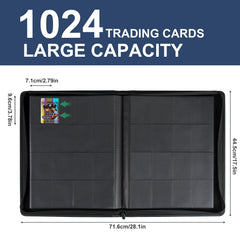 Premium Card Binder 16 Pocket, GEAoffice PU Cover Trading Card binder for 1000+ Cards, Sturdy Card Collection Album, Card Holder Folders for MTG, TCG, Game Cards & Sports Cards, Black