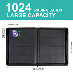 Premium Card Binder 16 Pocket, GEAoffice PU Cover Trading Card binder for 1000+ Cards, Sturdy Card Collection Album, Card Holder Folders for MTG, TCG, Game Cards & Sports Cards, Black