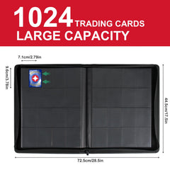 Premium Card Binder 16 Pocket, GEAoffice PU Cover Trading Card binder for 1000+ Cards, Sturdy Card Collection Album, Card Holder Folders for MTG, TCG, Game Cards & Sports Cards, Black
