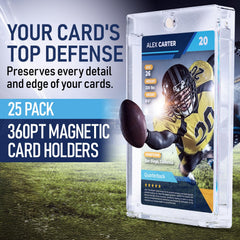 Premium Magnetic Card Holder (25 Pack) | 180PT Magnetic Card Holders for Trading Cards. Pro UV Card Protectors with Ultra Clear Design, One Touch Magnet Case for Trading and MTG Cards.