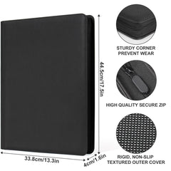 Premium Card Binder 16 Pocket, GEAoffice PU Cover Trading Card binder for 1000+ Cards, Sturdy Card Collection Album, Card Holder Folders for MTG, TCG, Game Cards & Sports Cards, Black