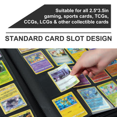 Premium Card Binder 16 Pocket, GEAoffice PU Cover Trading Card binder for 1000+ Cards, Sturdy Card Collection Album, Card Holder Folders for MTG, TCG, Game Cards & Sports Cards, Black