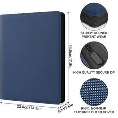Premium Card Binder 16 Pocket, GEAoffice PU Cover Trading Card binder for 1000+ Cards, Sturdy Card Collection Album, Card Holder Folders for MTG, TCG, Game Cards & Sports Cards, Black