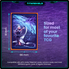 TitanShield (150 Sleeves, Black) Compatible with Standard Sized Board Games, MTG Magic The Gathering, Pokemon, Lorcana and Trading Cards 2.5" x 3.5" 66x91mm