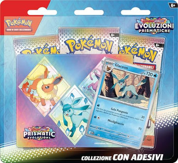 Pokémon TCG: Scarlet and Violet Glaceon Sticker Collection - Prismatic Evolutions (one Holographic Promo Card and Three Expansion Packs)