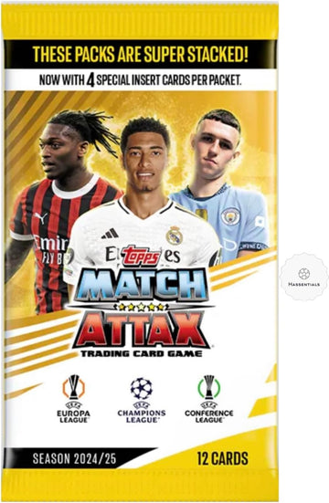 Match Attax Topps 24/25 New Premier League Soccer Trading Cards 1 Pack of 12 Soccer Cards 2024/2025 with hassentials Sticker