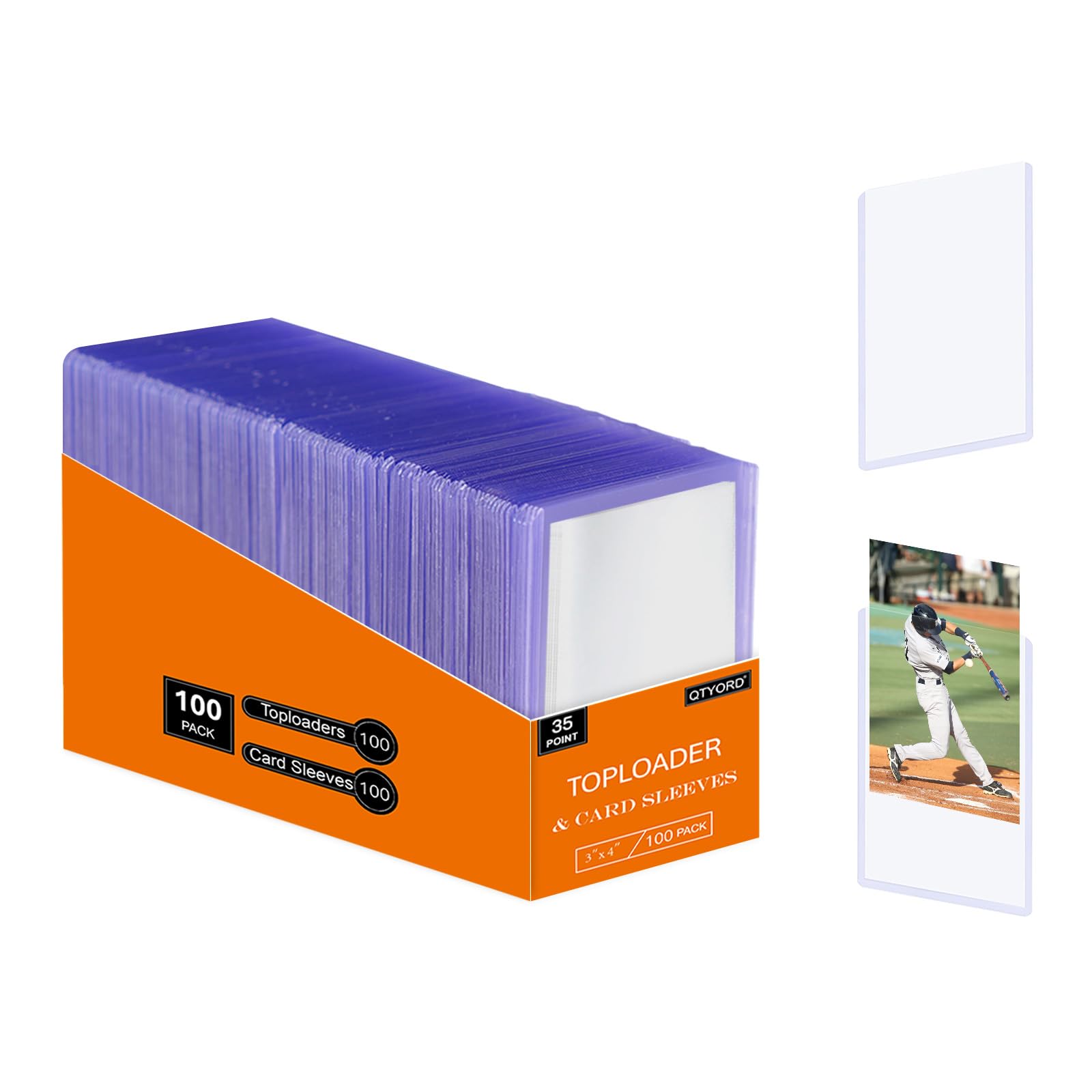 400Pcs Top Loaders for Cards (200Pcs Hard Plastic Card Holders & 200Pcs Penny Card Sleeves) 3" x 4" Toploaders, Card Protector Sleeves for Baseball Football Sports Cards, Standard Trading Cards