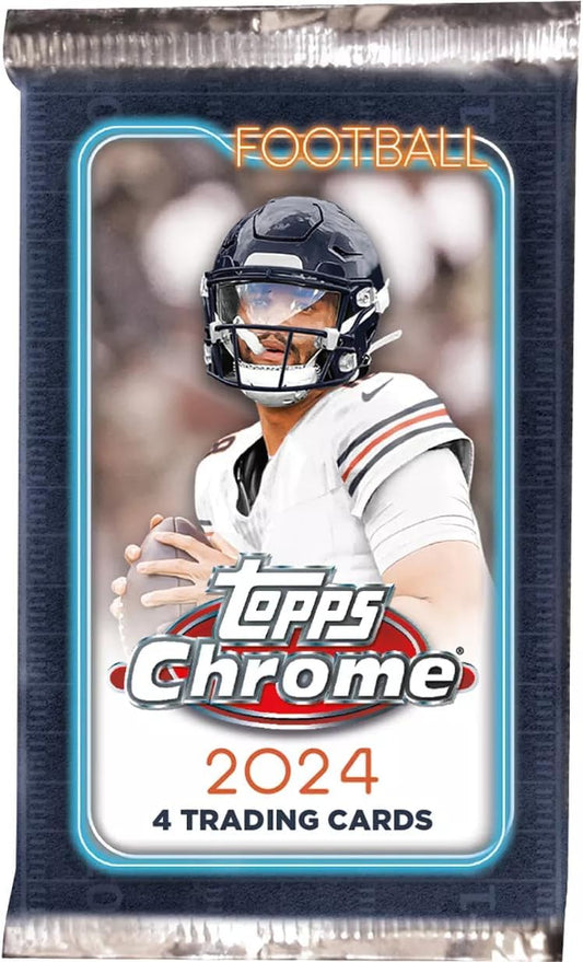 2024 Topps Chrome Football 7-Pack Trading Card Blaster Box (1 Prism Refractor Per Box)