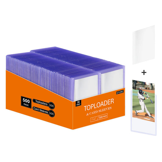 400Pcs Top Loaders for Cards (200Pcs Hard Plastic Card Holders & 200Pcs Penny Card Sleeves) 3" x 4" Toploaders, Card Protector Sleeves for Baseball Football Sports Cards, Standard Trading Cards