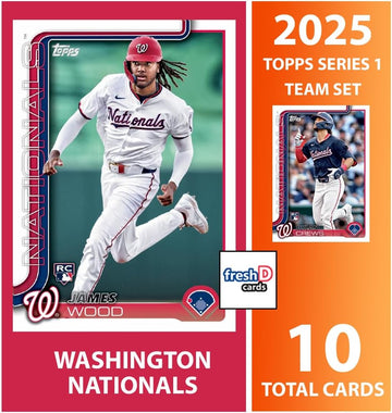 2025 Topps Series 1 Washington Nationals Baseball Card Team Set Dylan Crews Rookie Card James Wood RC CJ Abrams Mackenzie Gore