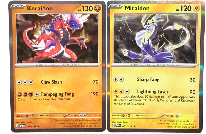 Koraidon & Miraidon - Scarlet & Violet - Legendary Pokemon 2 Card Lot - 080/198-124/198