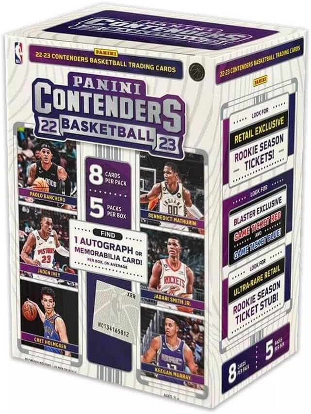 2022-23 Panini Contenders NBA Basketball Blaster Box - 1 Autograph or Memorabilia Card per Box - 40 Trading Cards