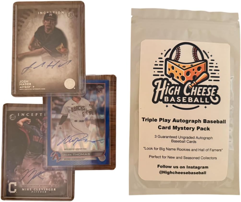 Baseball Triple Play Autograph Card Mystery Pack: 3 Signed Baseball Cards