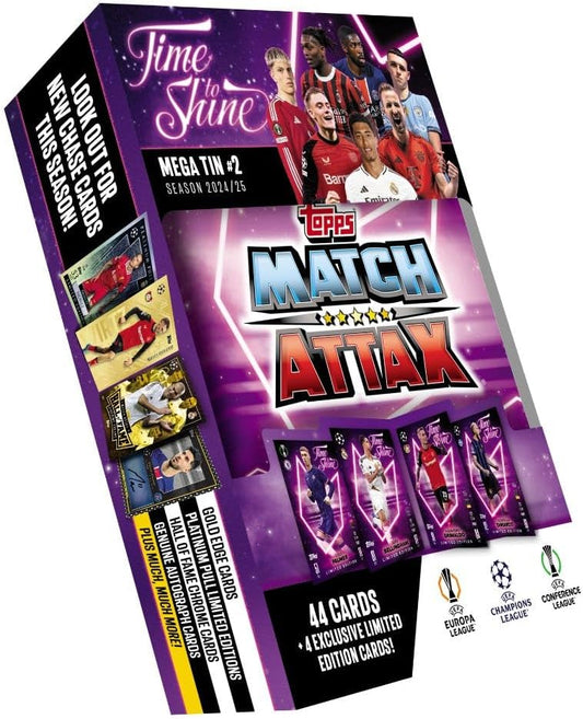 Topps Match Attax 24/25 - Random Mega Tin - Contains 44 Match Attax Cards Plus 4 Exclusive LEs