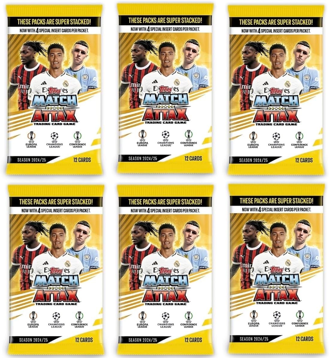 Match Attax Topps 24/25 New Premier League Soccer Trading Cards League Trading Cards x 6 Packet Bundle - Soccer Cards 2024/2025 with Hassentials Sticker