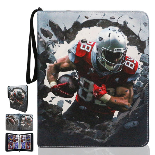 Card Binder 9 Pocket Fits 900 Cards with 50 Removable Sleevesves, Trading Card Binder Sports Card Binder Basketball Card Binder Baseball Card Binder Trading Card Albums (Football-R-L)