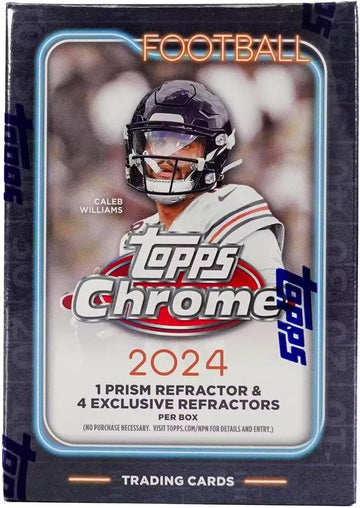 2024 Topps Chrome Football 7-Pack Trading Card Blaster Box (1 Prism Refractor Per Box)
