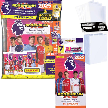 Panini Adrenalyn XL Premier League Soccer Trading Cards 2024-2025 Starter Pack Plus Multiset & 100 Card Protectors