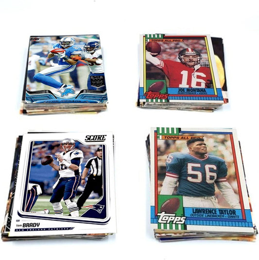 Assorted Set of 100 Football Trading Cards - All New Condition Cards - Perfect Starter Set For Kids, Adults, & Collectors - Potential Superstar and Hall of Fame Cards Available - Retail Packaging