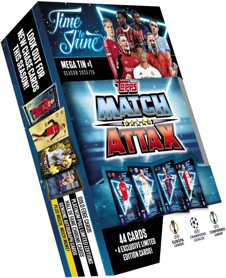 Topps Match Attax 24/25 - Random Mega Tin - Contains 44 Match Attax Cards Plus 4 Exclusive LEs