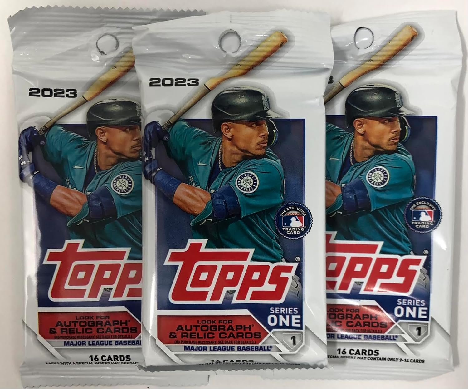 Topps 2023 Series 1 Baseball MLB Set of 3 Packs - 16 Cards per Pack - 48 Trading Cards Total