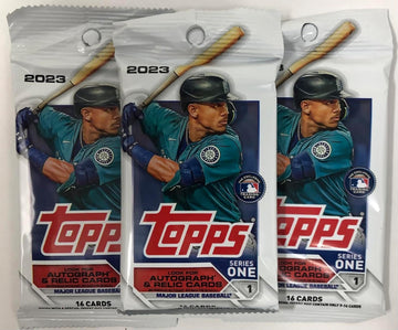 Topps 2023 Series 1 Baseball MLB Set of 3 Packs - 16 Cards per Pack - 48 Trading Cards Total