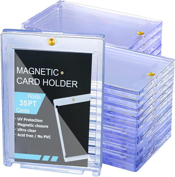 Magnetic Card Holder 50ct - 35pt Hard Plastic Card Protectors, Trading Card Display Case for Baseball & Sports Cards
