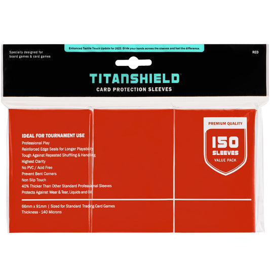 TitanShield (150 Sleeves, Black) Compatible with Standard Sized Board Games, MTG Magic The Gathering, Pokemon, Lorcana and Trading Cards 2.5" x 3.5" 66x91mm