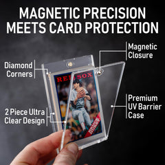 Premium Magnetic Card Holder (25 Pack) | 180PT Magnetic Card Holders for Trading Cards. Pro UV Card Protectors with Ultra Clear Design, One Touch Magnet Case for Trading and MTG Cards.