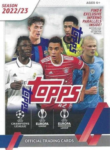 2022-23 Topps UEFA Club Competitions Soccer (Football) Blaster Box - 42 Trading Cards - Look for Lionel Messi Cards & Randomly Inserted Autographs