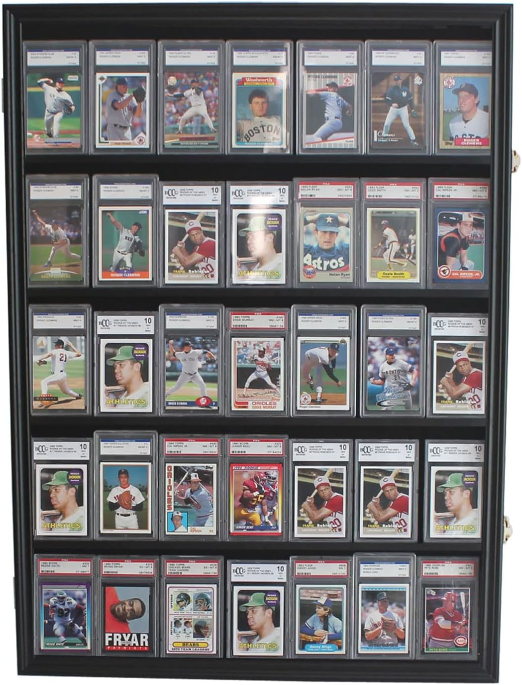 Pro UV 35 Display Case - Holds 5.5' Graded Sport Cards with UV Protection, Clear View, Lockable Wall Cabinet for Baseball, Football, Basketball, Hockey, Comic Trading Cards - Black