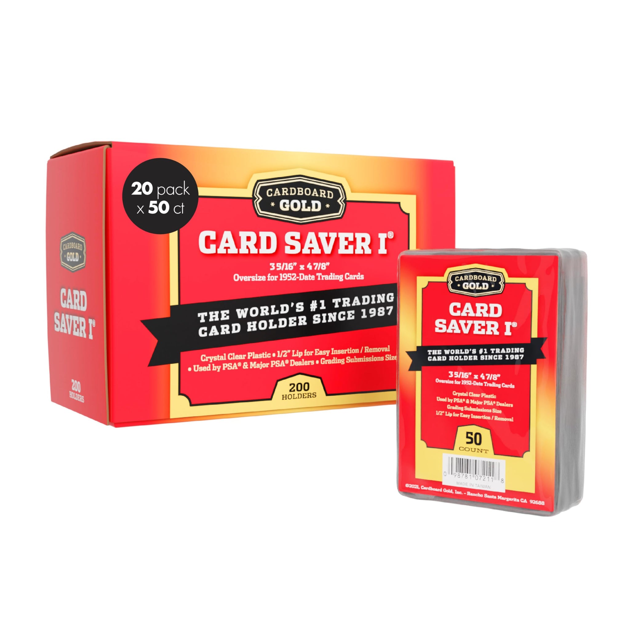 Card Saver 1-400 Count - Semi Rigid Card Holder, Trading Card Protectors - PSA-Approved Cardsaver for Baseball, Trading, Sports Cards - Card Sleeves, Binder, & Storage Box Compatible
