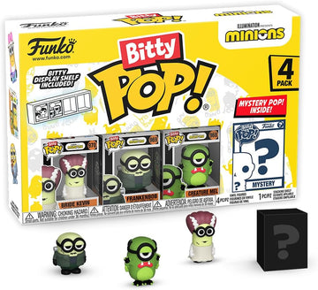 Funko Bitty POP! Minions and A Surprise Mystery Mini Figure - 0.9 Inch (2.2 Cm) - Despicable Me: Minions Collectable - Stackable Display Shelf Included - Gift Idea - Party Bags Stocking