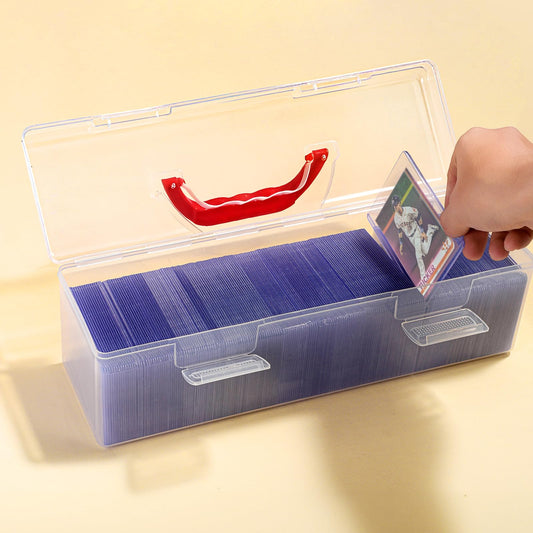 Premium Storage Box for Toploader - Large for 200+ Toploaders or 1000+ Trading Cards, Portable Sports Card Storage Boxes for Collectible Gaming Trading Cards, Clear Design, Wide Applications(Black)