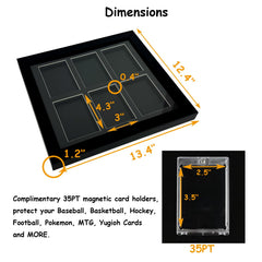 Trading Card Display Case - Baseball Card Display Case Wall Mount, Hold 6 Cards Sports Card Display Frame for Basketball Football Hockey Cards, Black Standard (6 Cards)