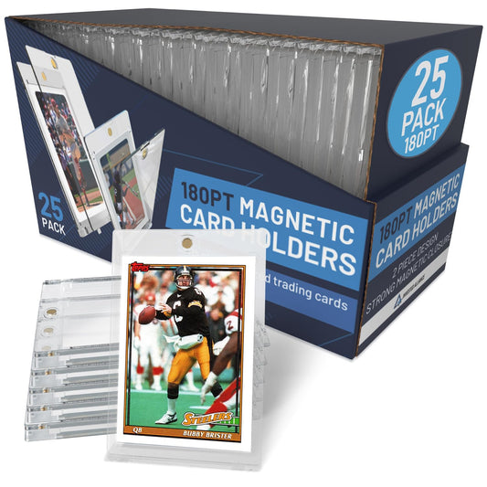 Premium Magnetic Card Holder (25 Pack) | 180PT Magnetic Card Holders for Trading Cards. Pro UV Card Protectors with Ultra Clear Design, One Touch Magnet Case for Trading and MTG Cards.
