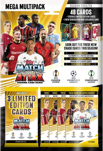 Topps Match Attax 24/25 Mega Multipack - Includes 48 Match Attax Cards, 3 Random LE's and a Generation Now LE